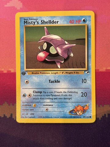 Pokemon Card Misty's Shellder Gym Heroes 1st Edition Common 89/132 Near Mint