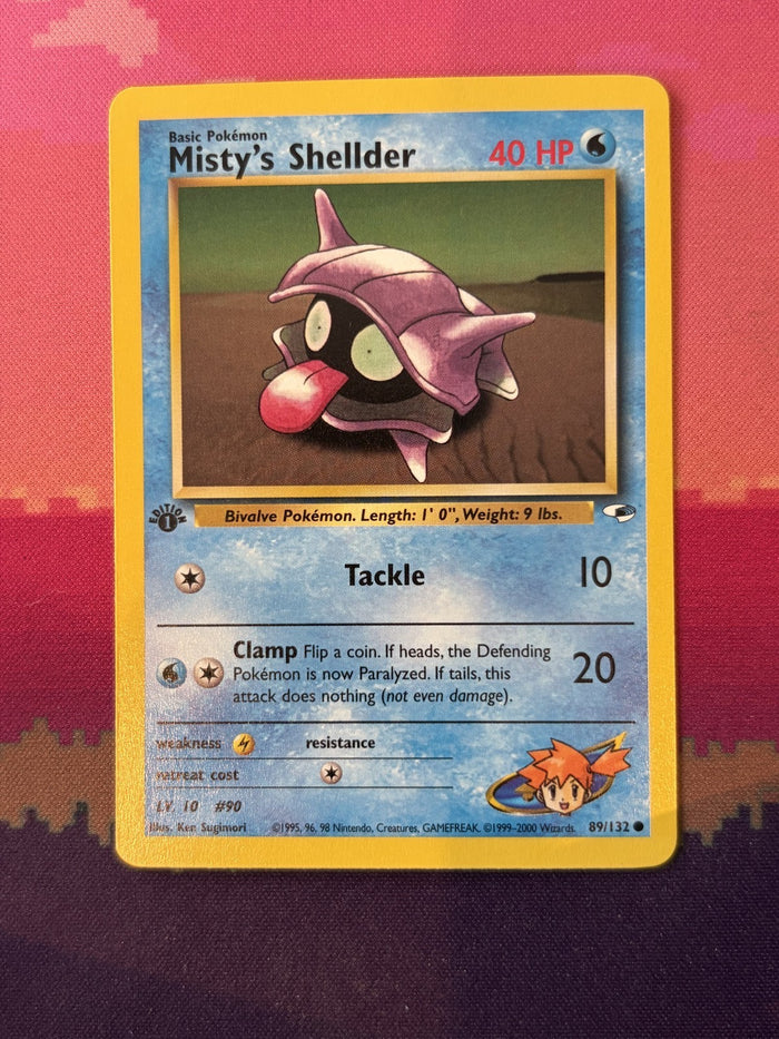 Pokemon Card Misty's Shellder Gym Heroes 1st Edition Common 89/132 Near Mint