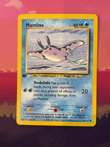 Pokemon Card Mantine Neo Genesis 1st Edition Common 64/111 Near Mint