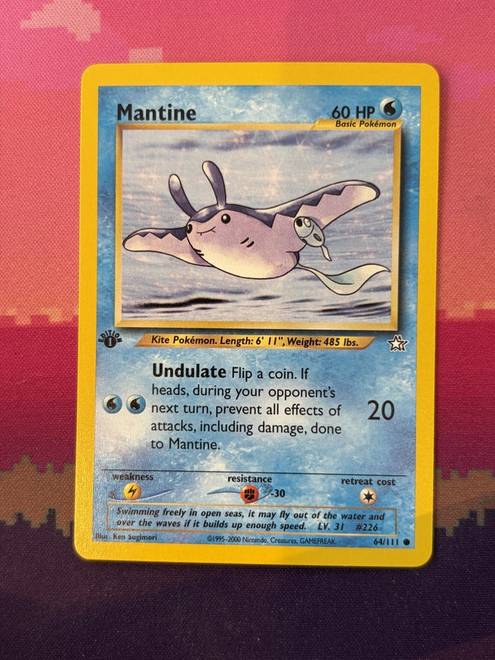 Pokemon Card Mantine Neo Genesis 1st Edition Common 64/111 Near Mint
