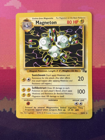 Pokemon Card Magneton Fossil Rare 26/62 Near Mint