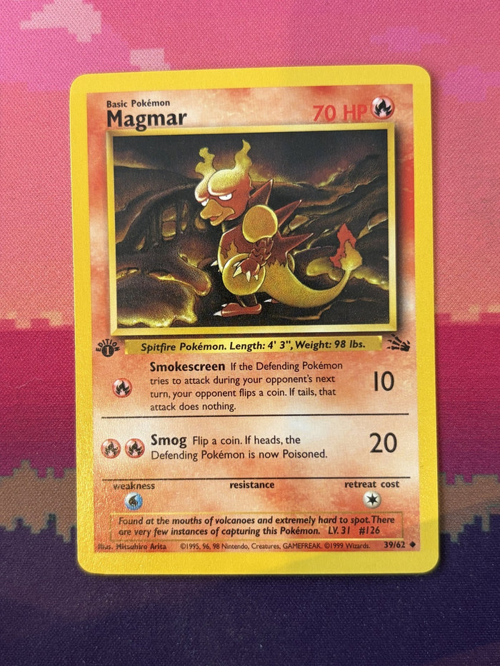 Pokemon Card Magmar Fossil 1st Edition Uncommon 39/62 Near Mint