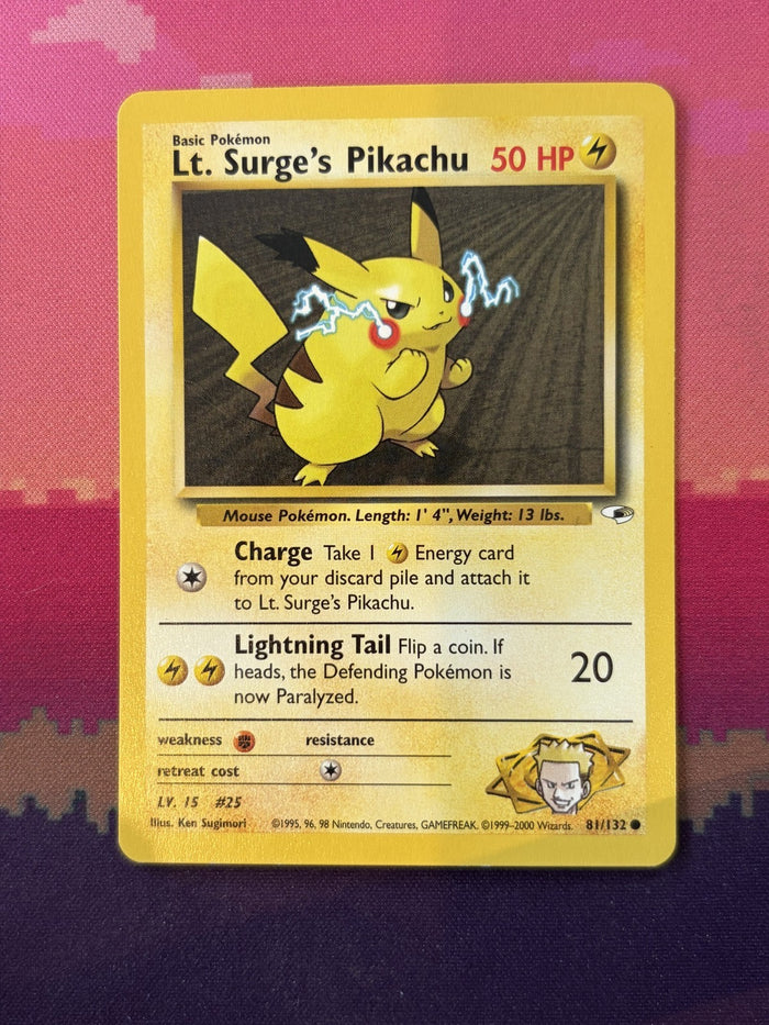 Pokemon Card Lt. Surge's Pikachu Gym Challenge Common 81/132 Near Mint