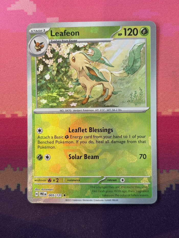 Pokemon Card Leafeon Prismatic Evolutions Pokeball Reverse Holo 005/131 NM
