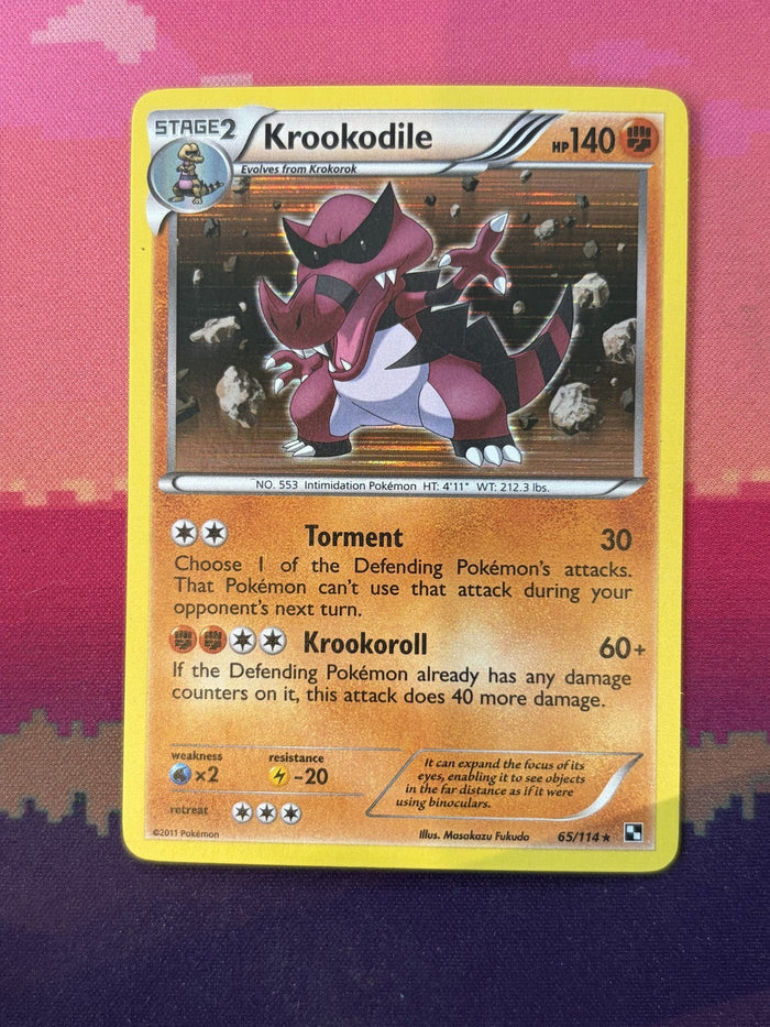 Pokemon Card Krookodile Black & White Base Set Holo Rare 65/114 Near Mint