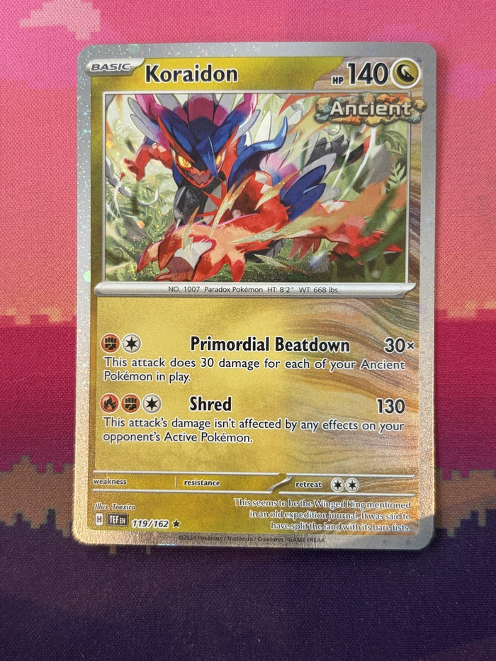 Pokemon Card Koraidon Temporal Forces Cosmo Holo Rare 119/162 Near Mint