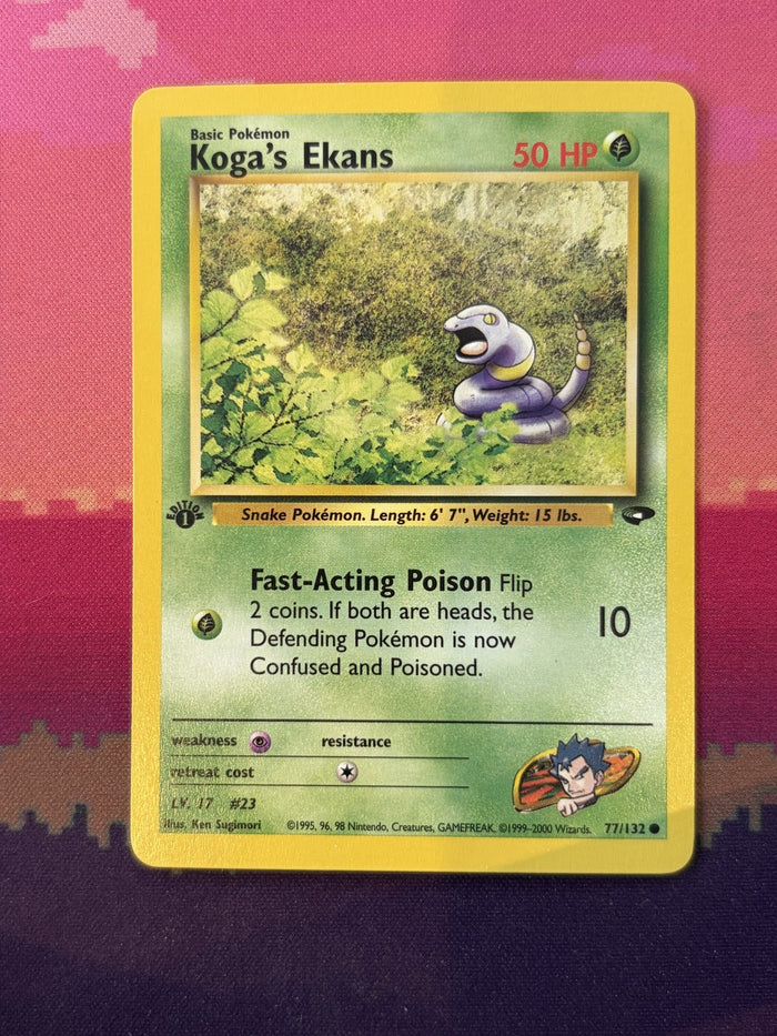 Pokemon Card Koga's Ekans Gym Heroes 1st Edition Common 77/132 Near Mint