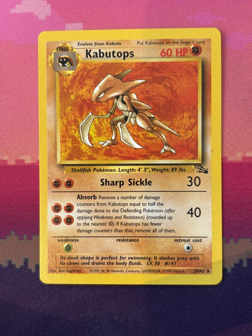 Pokemon Card Kabutops Fossil Rare 24/62 Near Mint