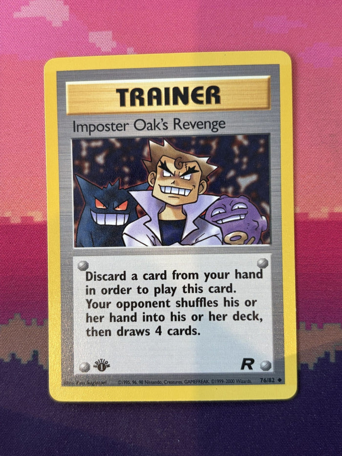 Pokemon Card Imposter Oak's Revenge Team Rocket 1st Edition 76/82 Near Mint