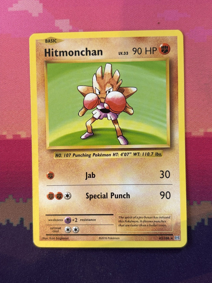 Pokemon Card Hitmonchan Evolutions Rare 62/108 Near Mint