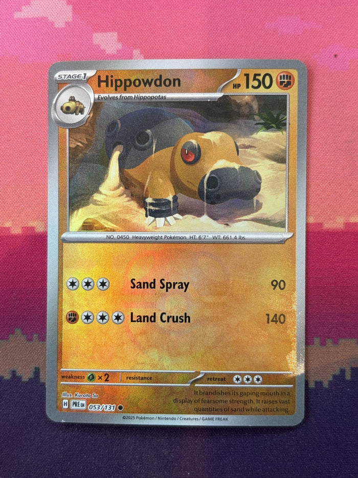 Pokemon Card Hippowdon Prismatic Evolutions MasterBall Reverse Holo 053/131 NM