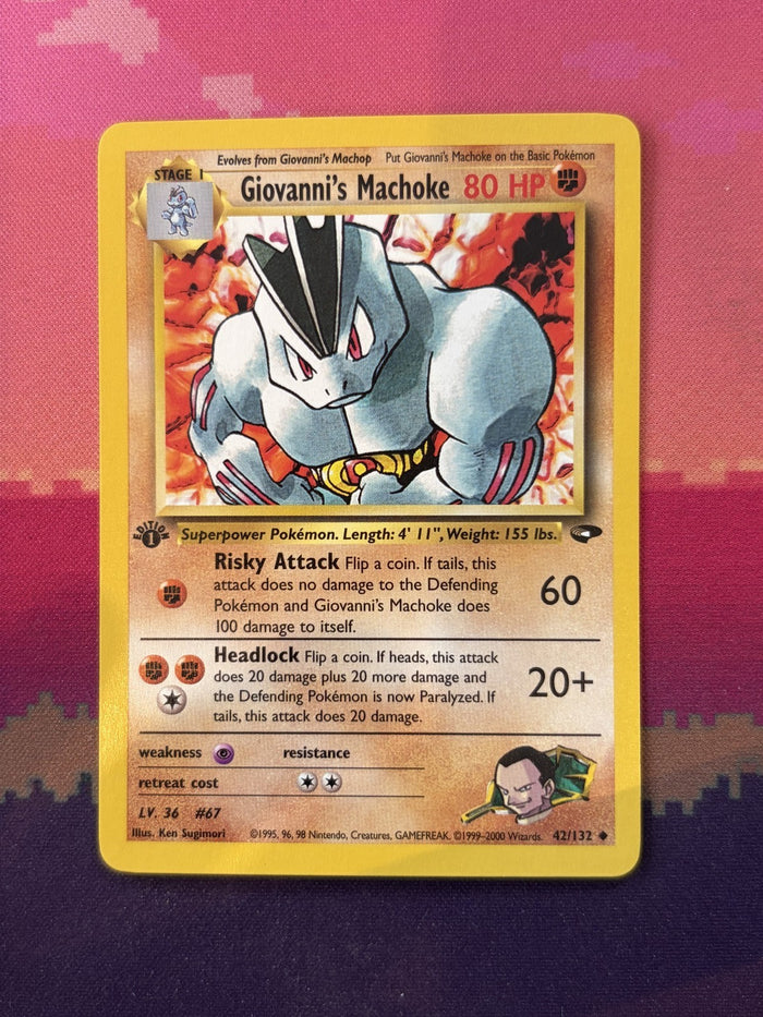 Pokemon Card Giovanni's Machoke Gym Challenge 1st Edition 42/132 Near Mint