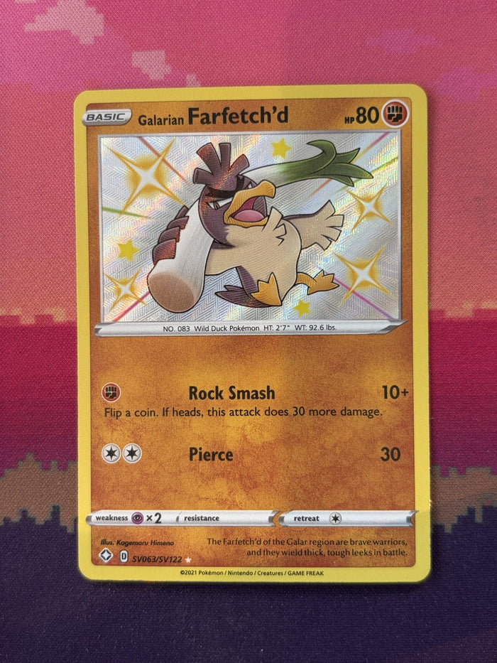 Pokemon Card Galarian Farfetch'd Shining Fates Shiny Vault SV063/SV122 Near Mint
