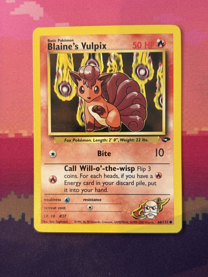 Pokemon Card Blaine's Vulpix Gym Heroes Common 66/132 Near Mint