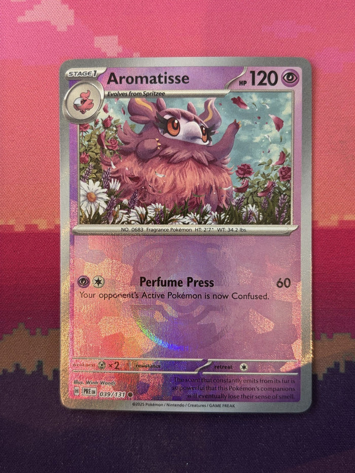 Pokemon Card Aromatisse Prismatic Evolutions Masterball Holo 039/131 Near Mint