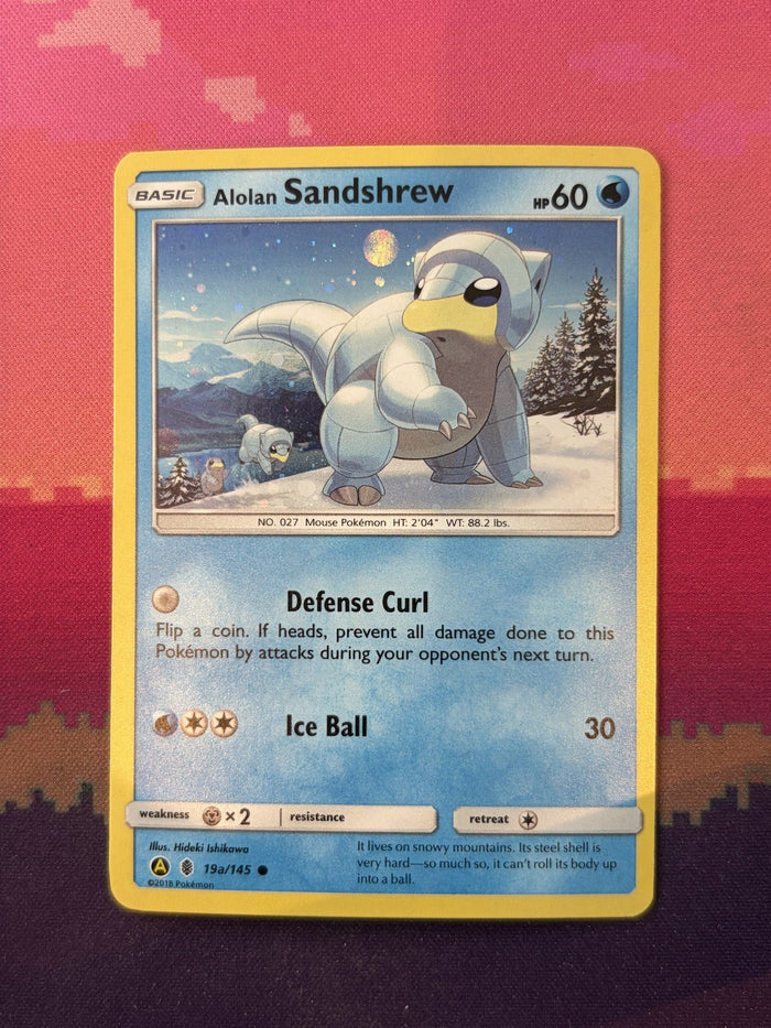 Pokemon Card Alolan Sandshrew Sun & Moon Cosmo Holo 19a/145 Near Mint