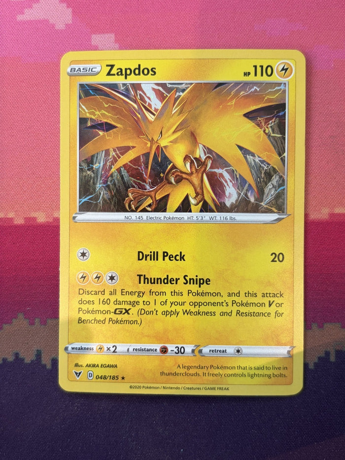 Pokemon Card Zapdos Vivid Voltage Cosmo Holo Rare 048/185 Near Mint