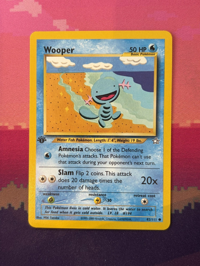 Pokemon Card Wooper 1st Edition Neo Genesis Rare 82/111 Near Mint