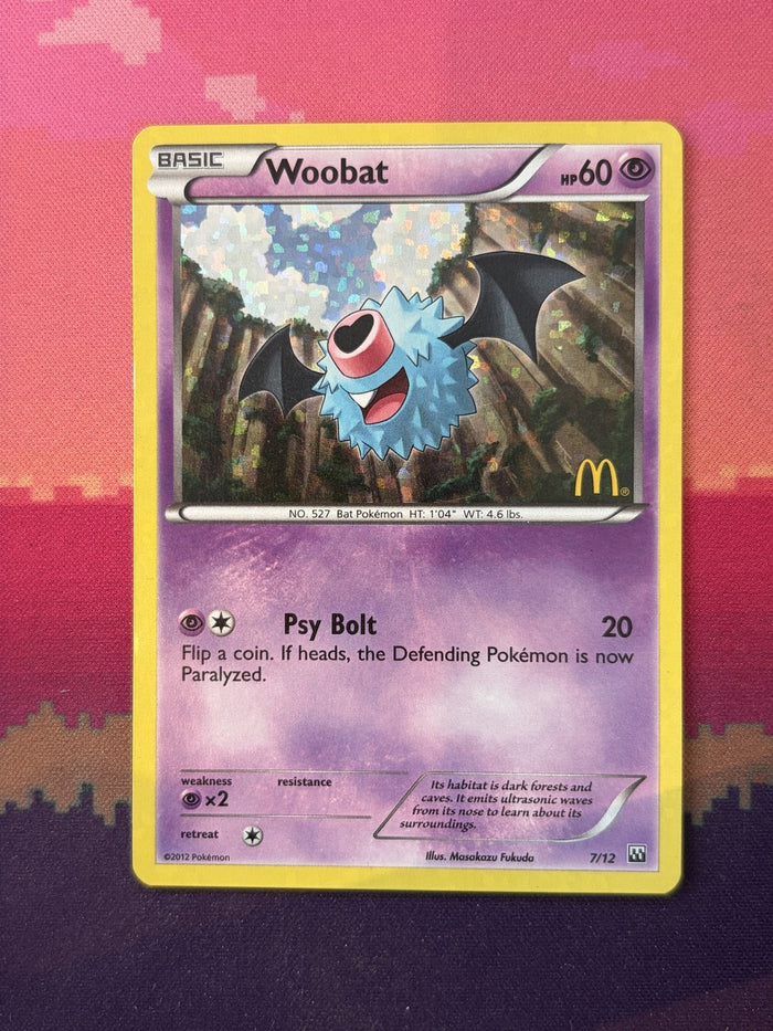 Pokemon Card Woobat McDonald's Collection 2012 Holo Rare 7/12 Near Mint