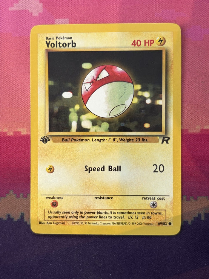 Pokemon Card Voltorb Team Rocket 1st Edition Rare 69/82 Near Mint