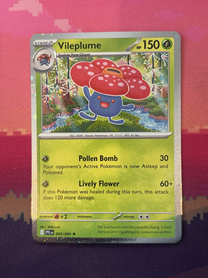 Pokemon Card Vileplume Phantasmal Flames Cosmo Holo Rare 003/094 Near Mint