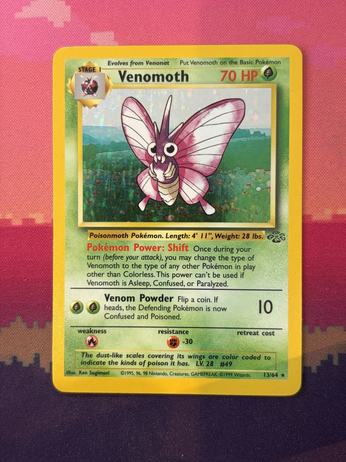 Pokemon Card Venomoth Jungle Holo Rare 13/64 Near Mint
