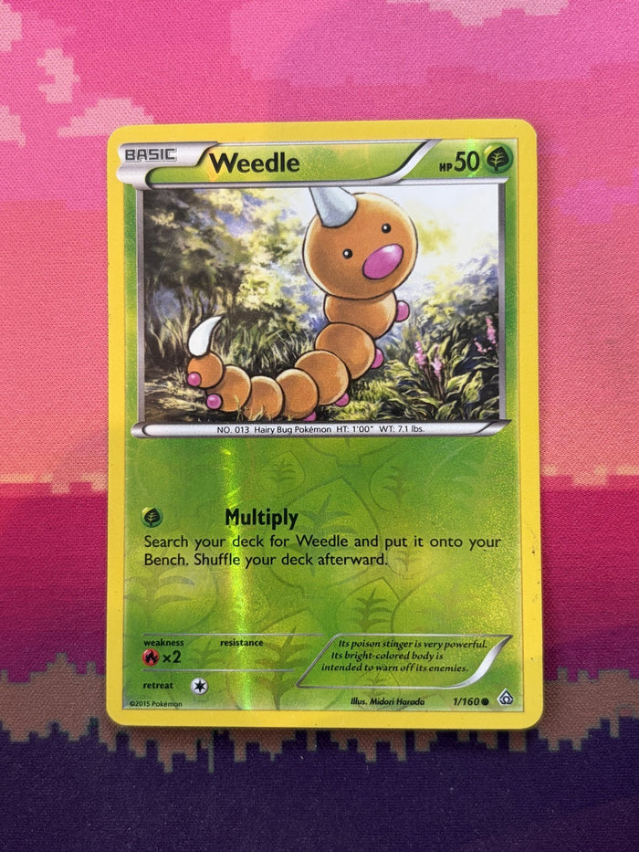 Pokemon Card Weedle Primal Clash Reverse Holo 1/160 Near Mint