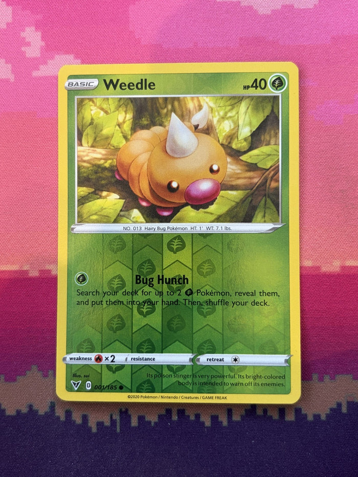 Pokemon Card Weedle Vivid Voltage Reverse Holo 001/185 Near Mint