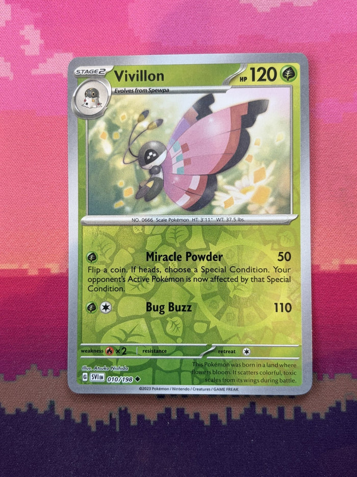 Pokemon Card Vivillon Scarlet & Violet Base Reverse Holo 010/198 Near Mint