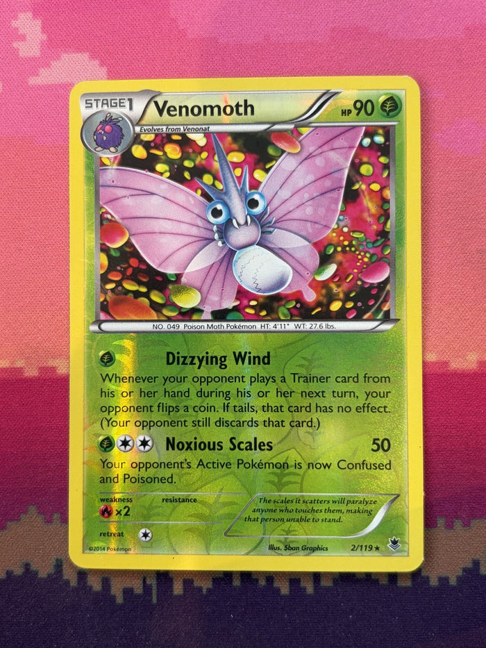 Pokemon Card Venomoth Phantom Forces Reverse Holo Rare 2/119 Near Mint