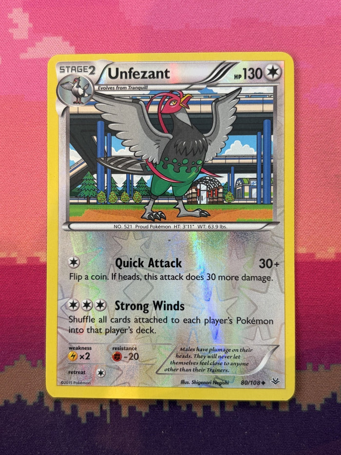 Pokemon Card Unfezant Roaring Skies Reverse Holo 80/108 Near Mint