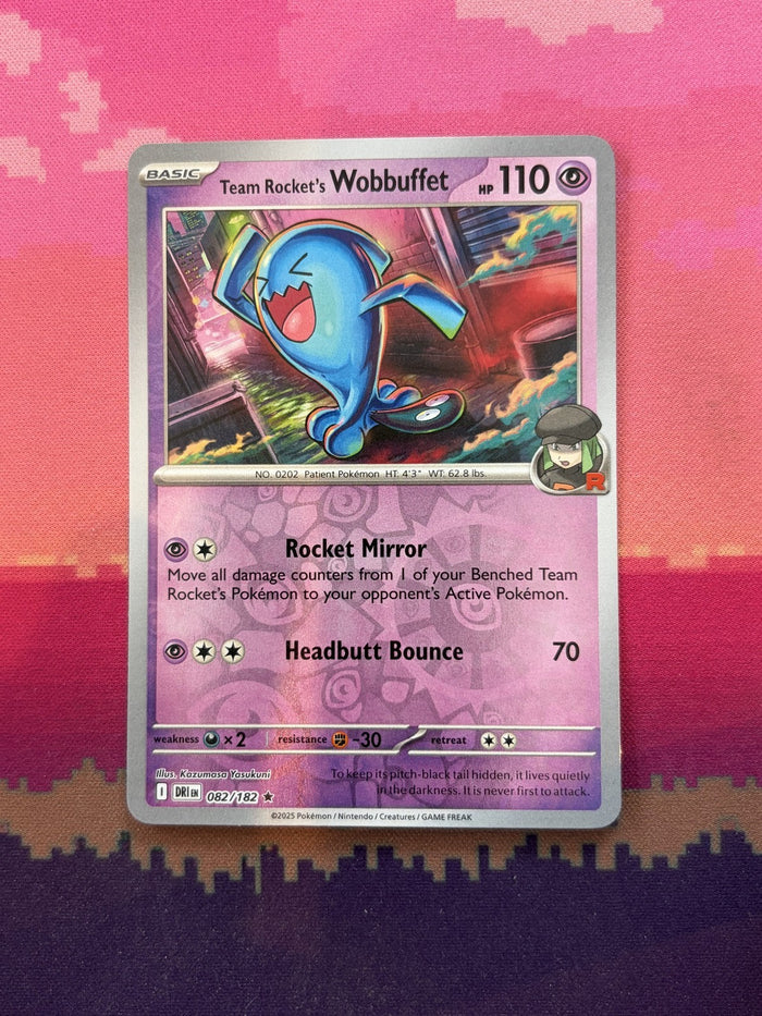 Pokemon Card Team Rocket's Wobbuffet Destined Rivals Reverse Holo 082/182 NM
