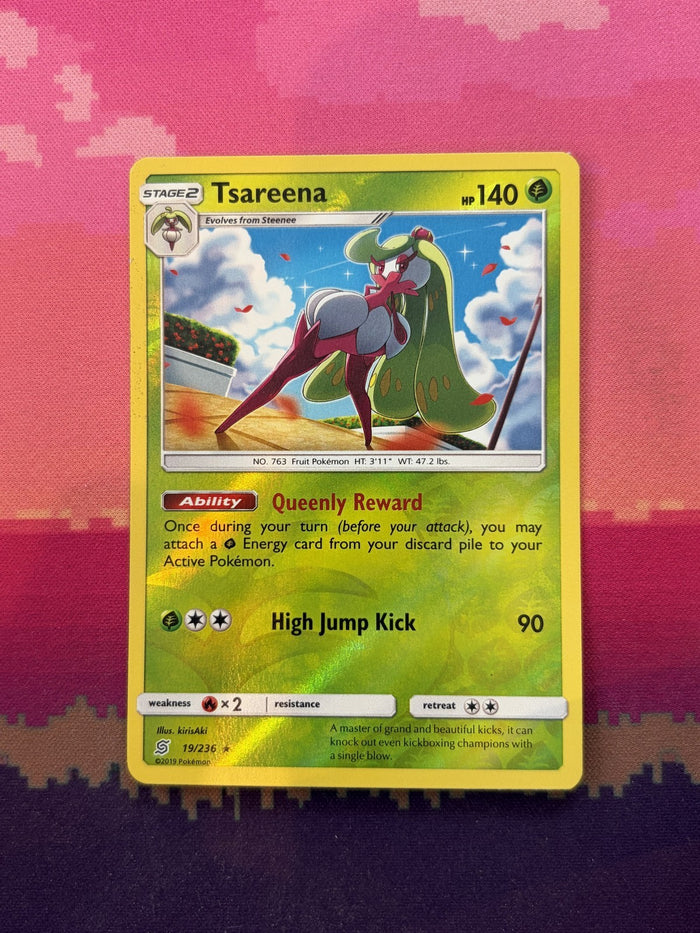 Pokemon Card Tsareena Unified Minds Reverse Holo 19/236 Near Mint