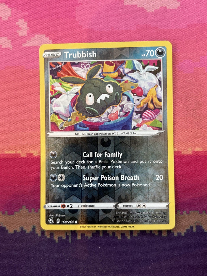 Pokemon Card Trubbish Fusion Strike Reverse Holo 168/264 Near Mint