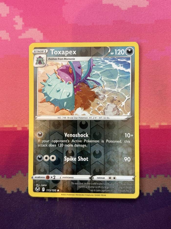 Pokemon Card Toxapex Silver Tempest Reverse Holo 115/195 Near Mint