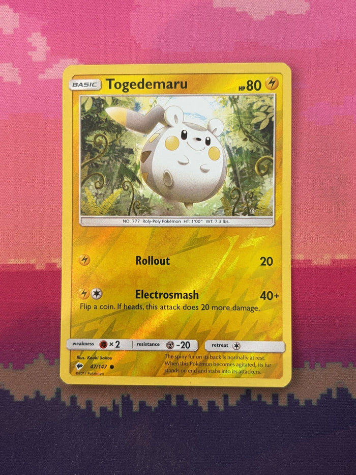 Pokemon Card Togedemaru Burning Shadows Reverse Holo 47/147 Near Mint