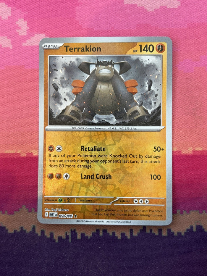 Pokemon Card Terrakion White Flare Reverse Holo 054/086 Near Mint