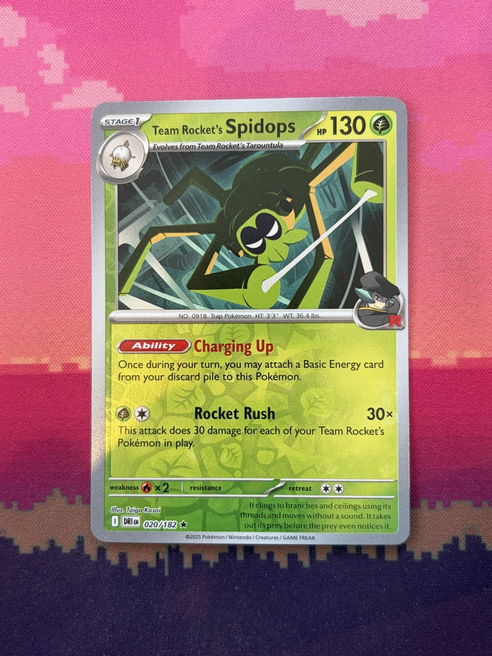 Pokemon Card Team Rocket's Spidops Destined Rivals Reverse Holo 020/182 NM
