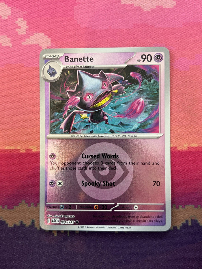 Pokemon Card Banette Ascended Heroes Reverse Holo 091/217 Near Mint