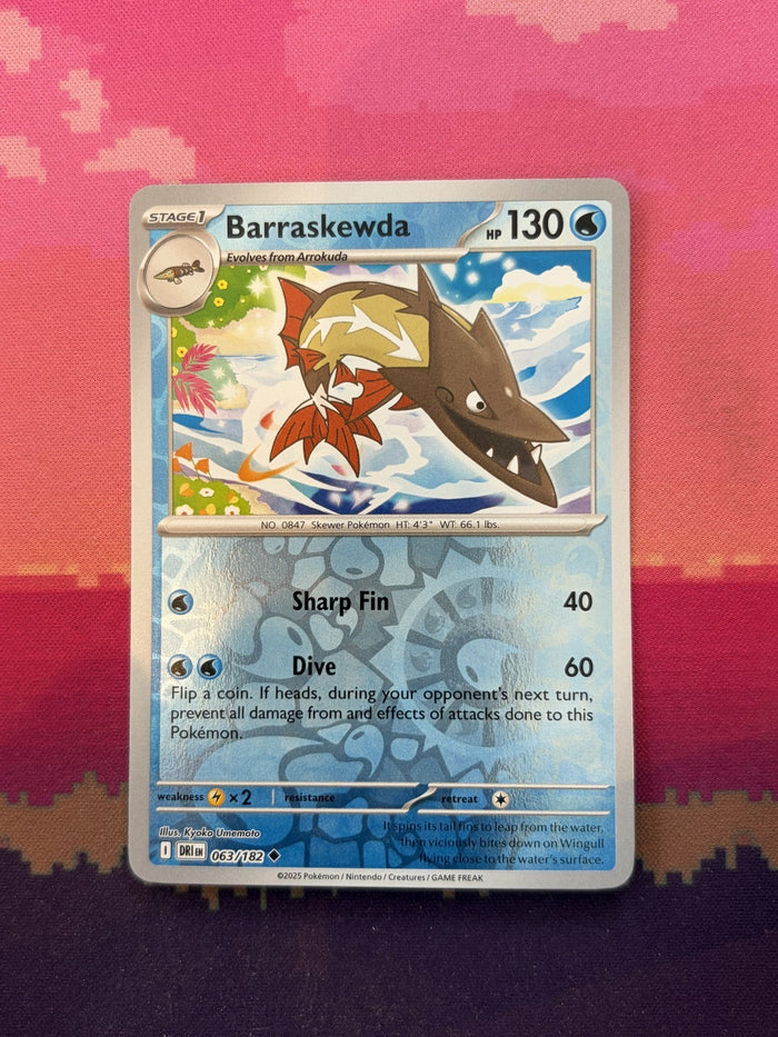 Pokemon Card Barraskewda Destined Rivals Reverse Holo 063/182 Near Mint