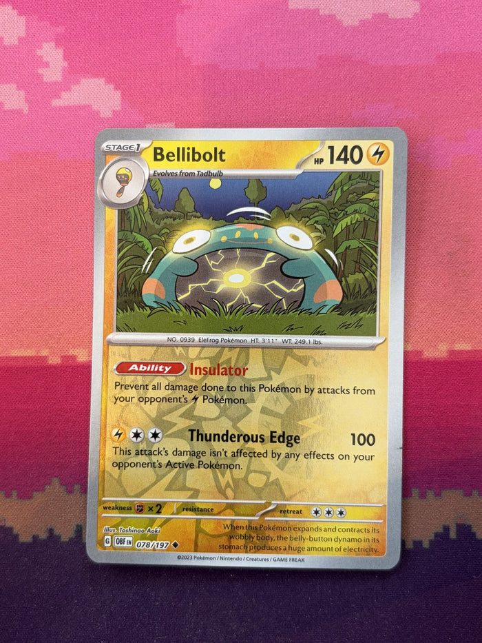 Pokemon Card Bellibolt Obsidian Flames Reverse Holo 078/197 Near Mint