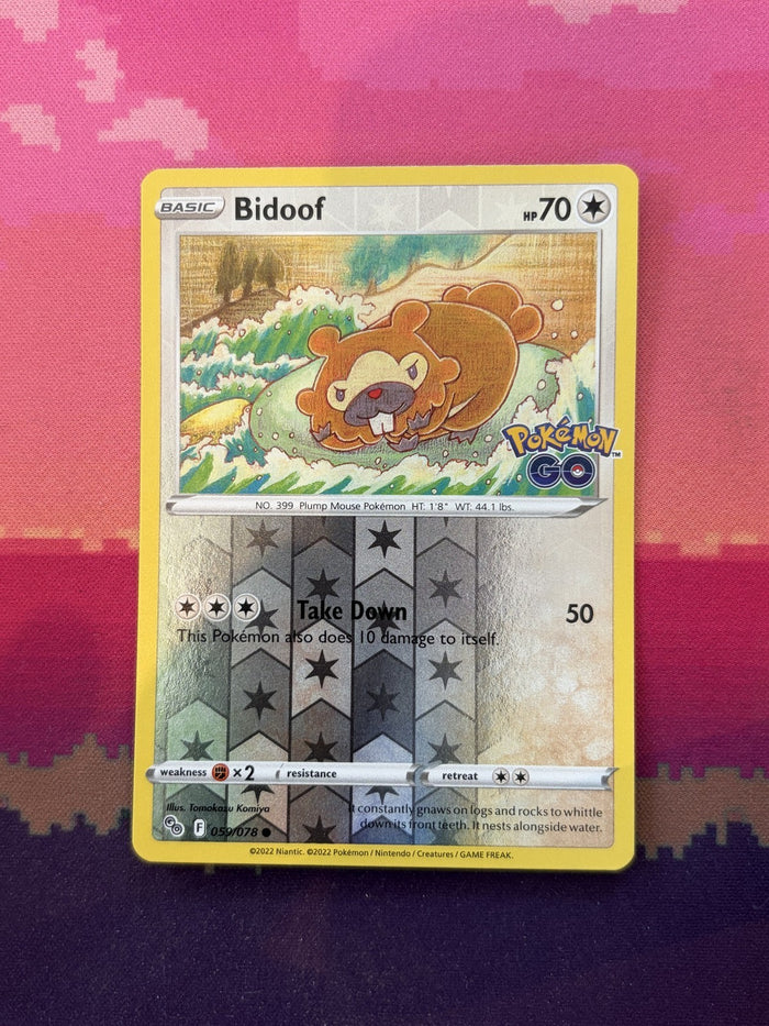 Pokemon Card Bidoof Pokemon GO Reverse Holo 059/078 Near Mint