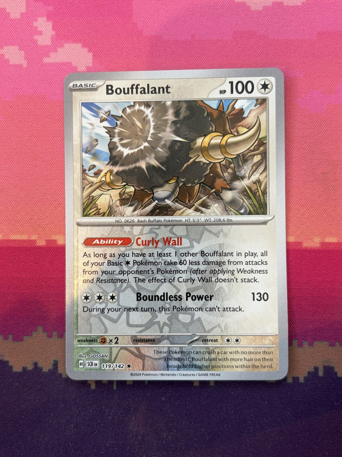 Pokemon Card Bouffalant Stellar Crown Reverse Holo 119/142 Near Mint