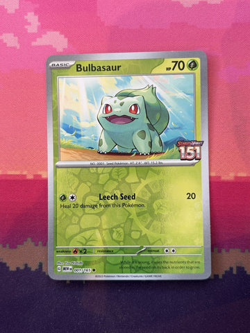 Pokemon Card Bulbasaur Pokemon 151 Best Buy STAMPED Holo 001/165 Near Mint