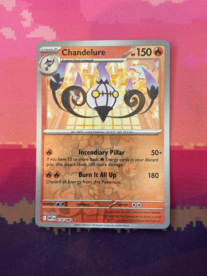 Pokemon Card Chandelure White Flare Reverse Holo 018/086 Near Mint