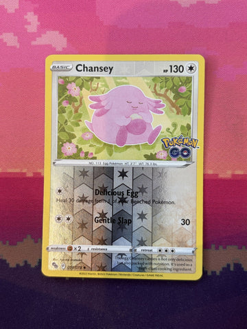 Pokemon Card Chansey Pokemon GO Reverse Holo 051/078 Near Mint