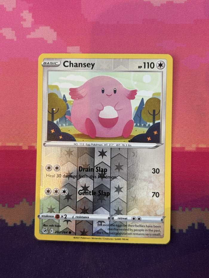 Pokemon Card Chansey Fusion Strike Reverse Holo 202/264 Near Mint