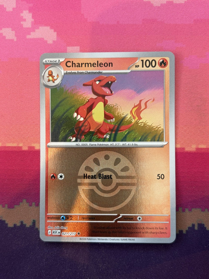 Pokemon Card Charmeleon Ascended Heroes Reverse Holo Uncommon 021/217 Near Mint