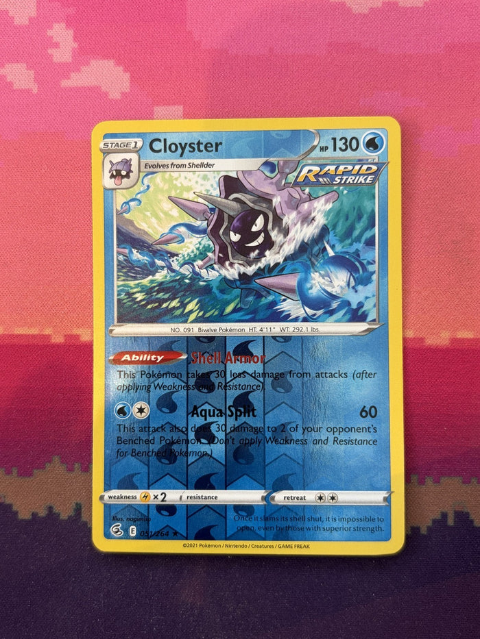 Pokemon Card Cloyster Fusion Strike Reverse Holo 051/264 Near Mint
