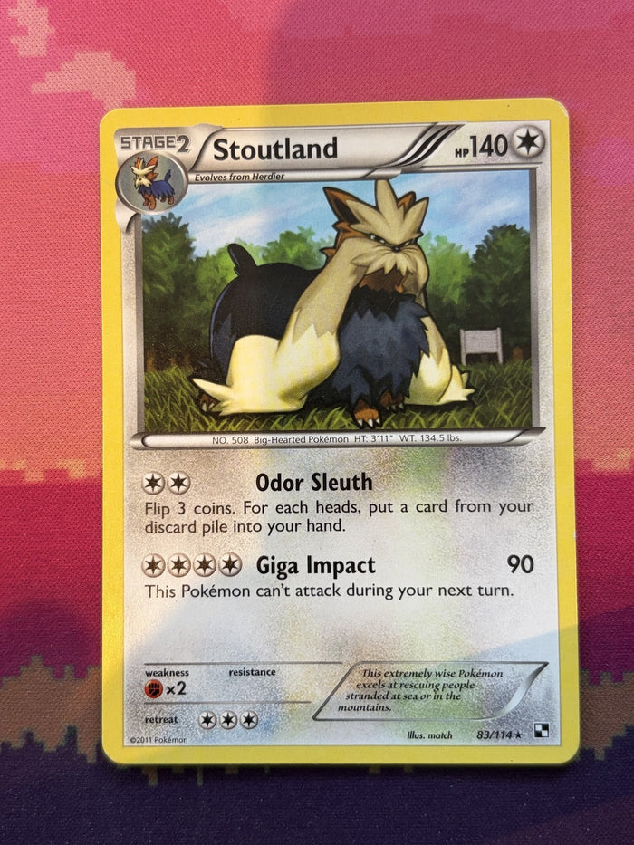 Pokemon Card Stoutland Black & White 83/114 Near Mint